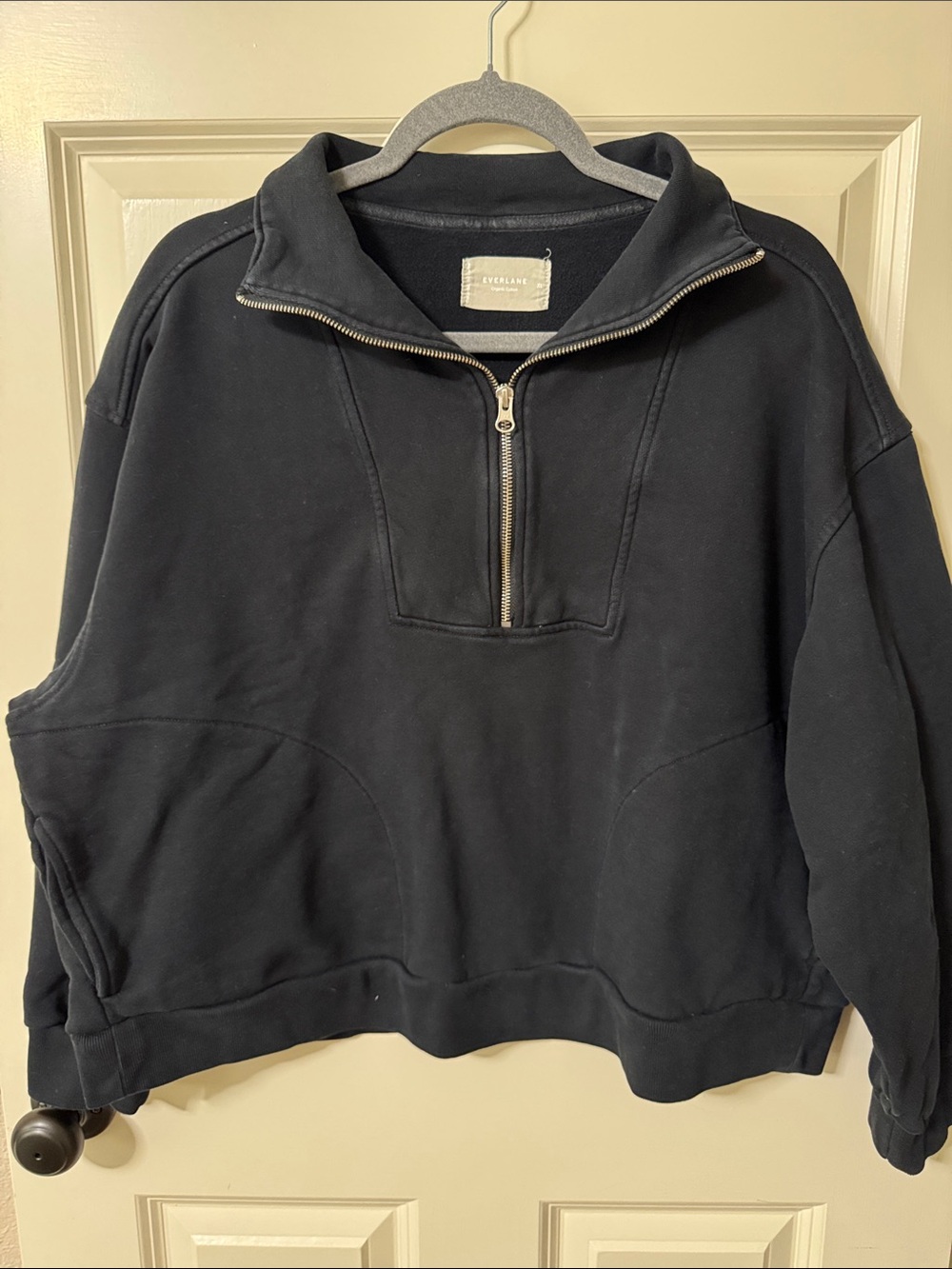 Everlane Men's Black Quarter-Zip Pullover Sweatshirt
